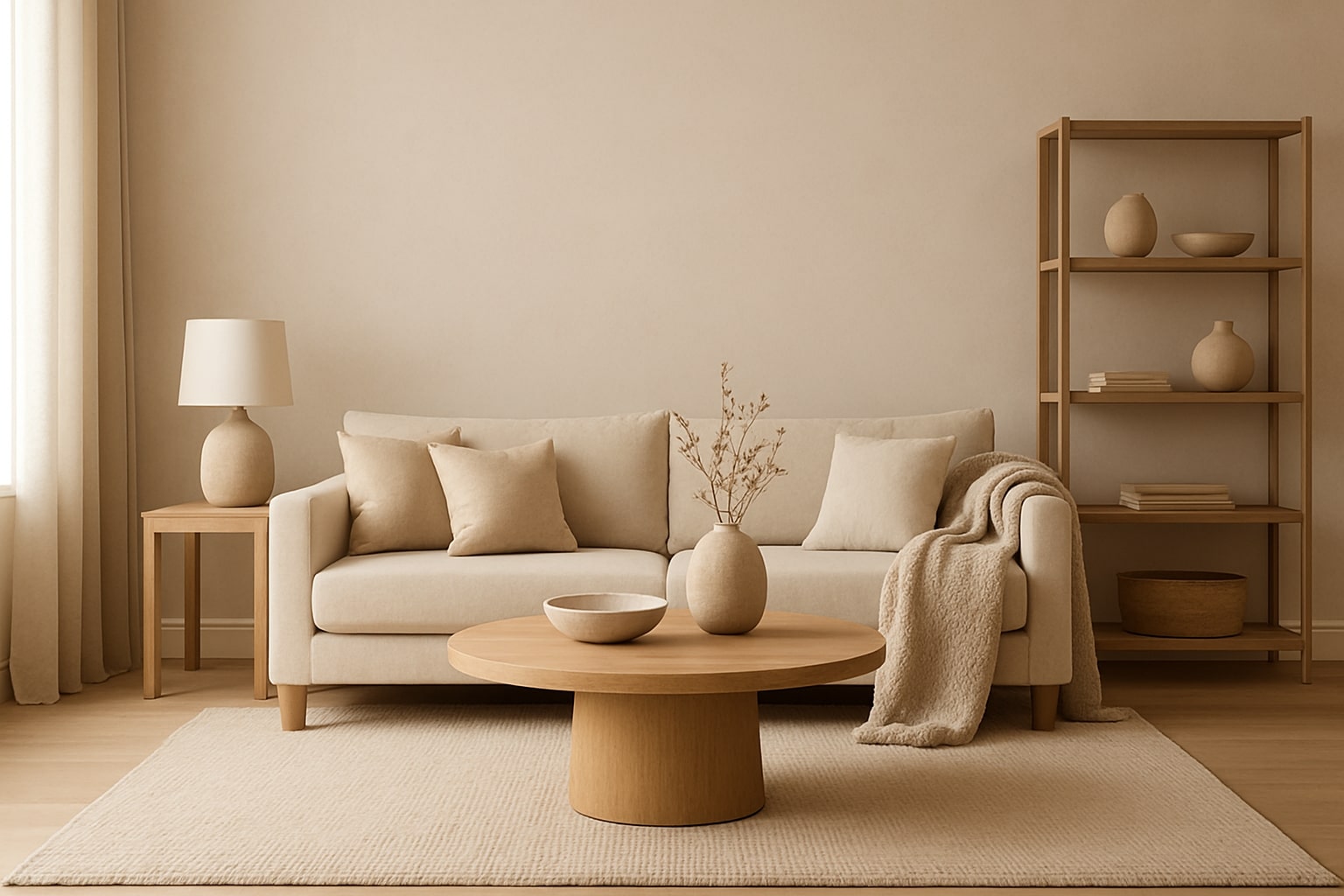 beige inrichting woonkamer