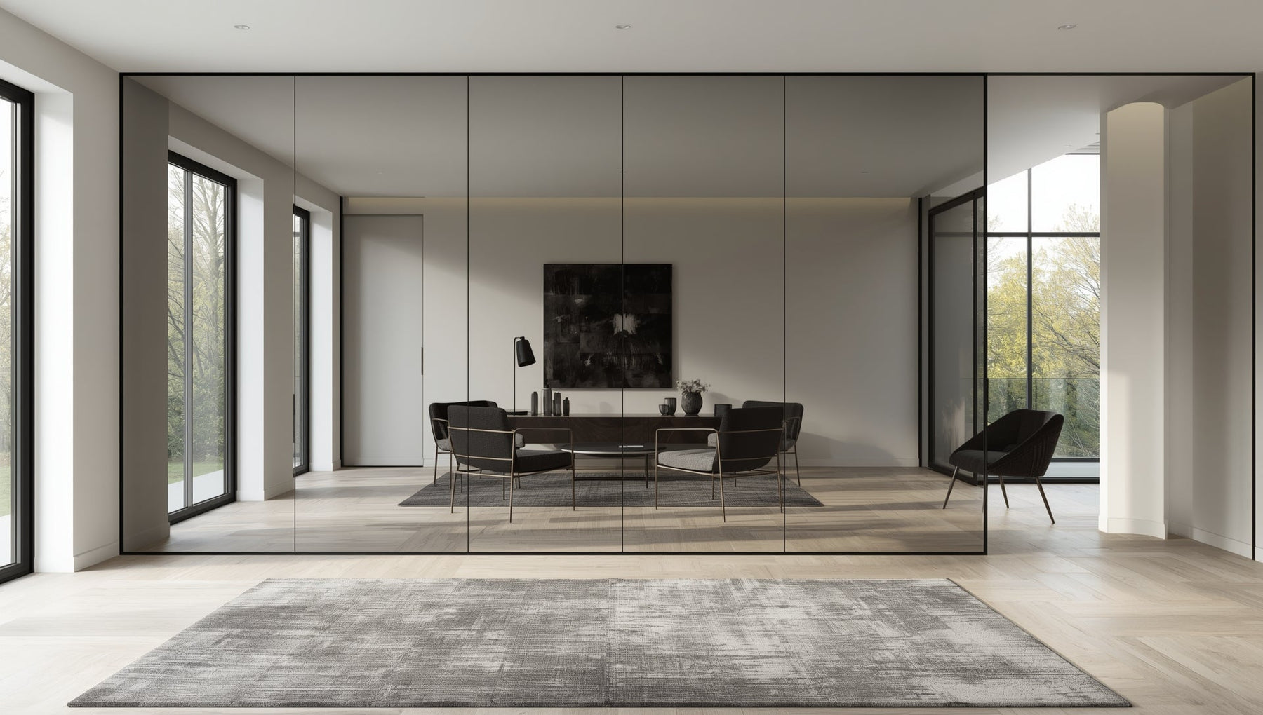 glazen wand in de woonkamer