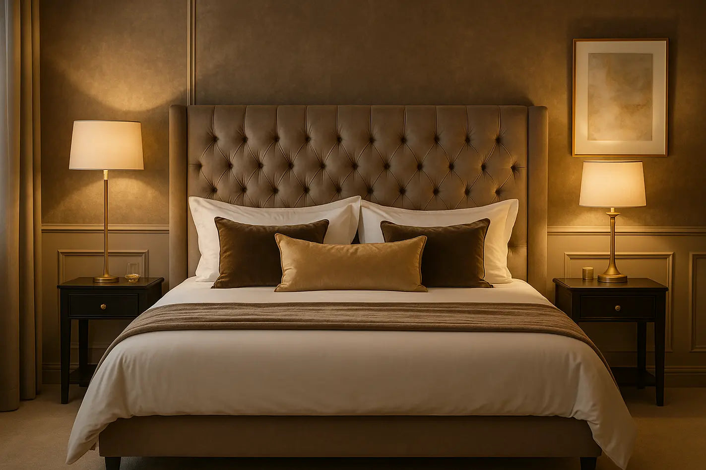 ingerichte hotel chique slaapkamer
