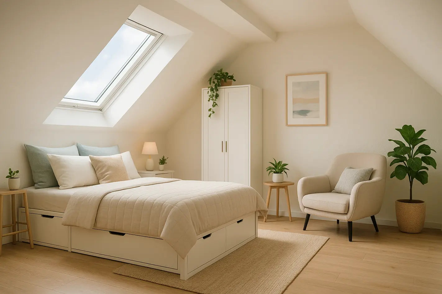 ingerichte zolder slaapkamer