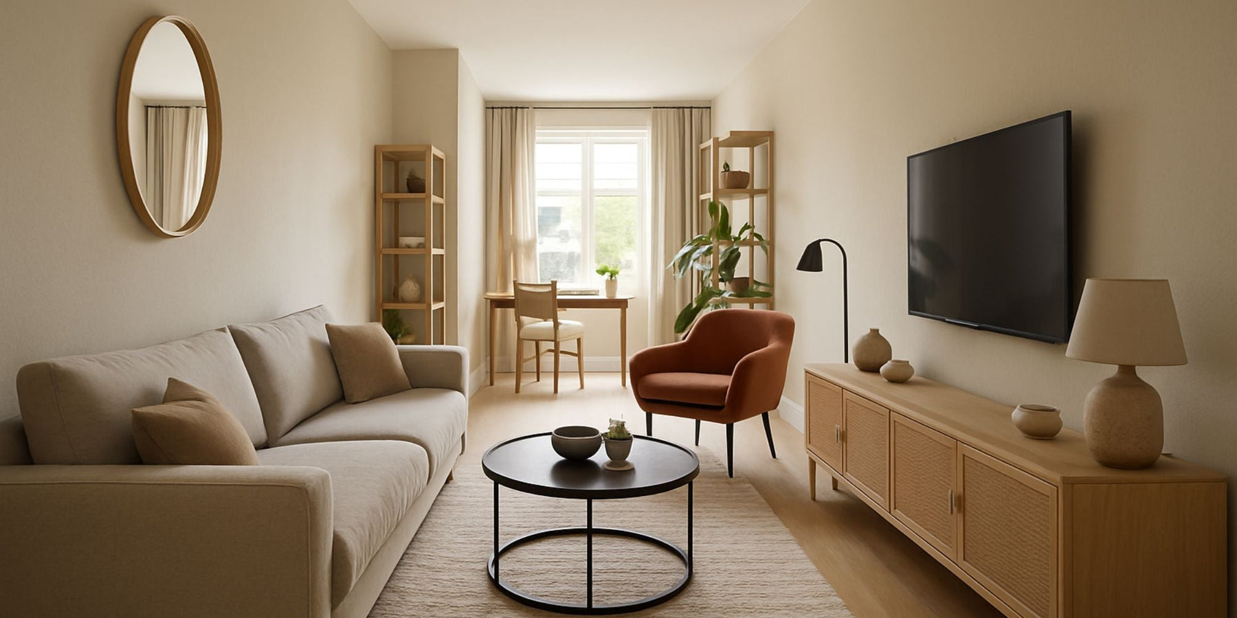 inrichting lange smalle woonkamer