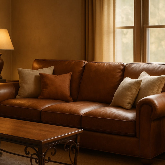 inrichting woonkamer bruine bank