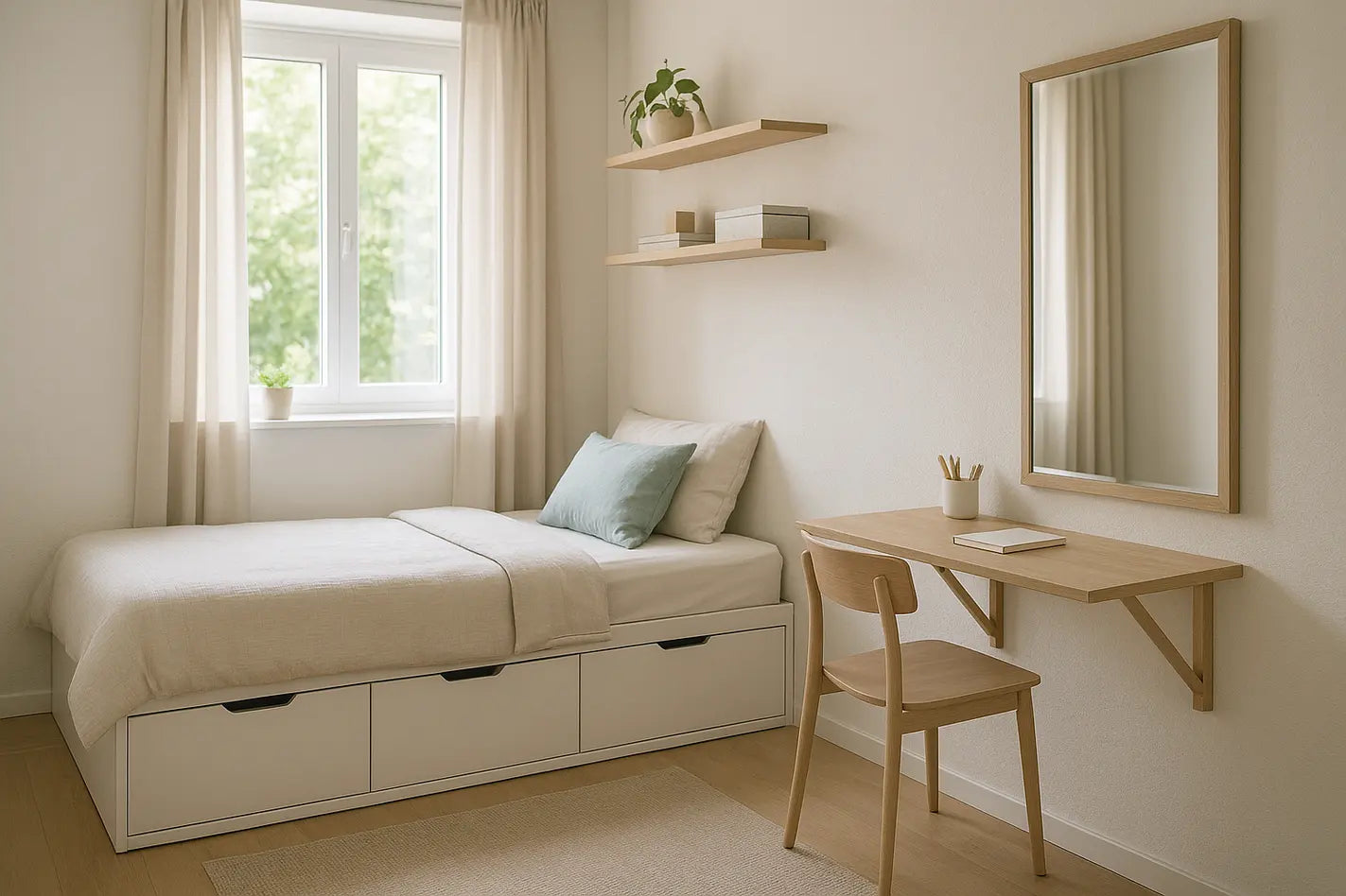 kleine ingerichte slaapkamer