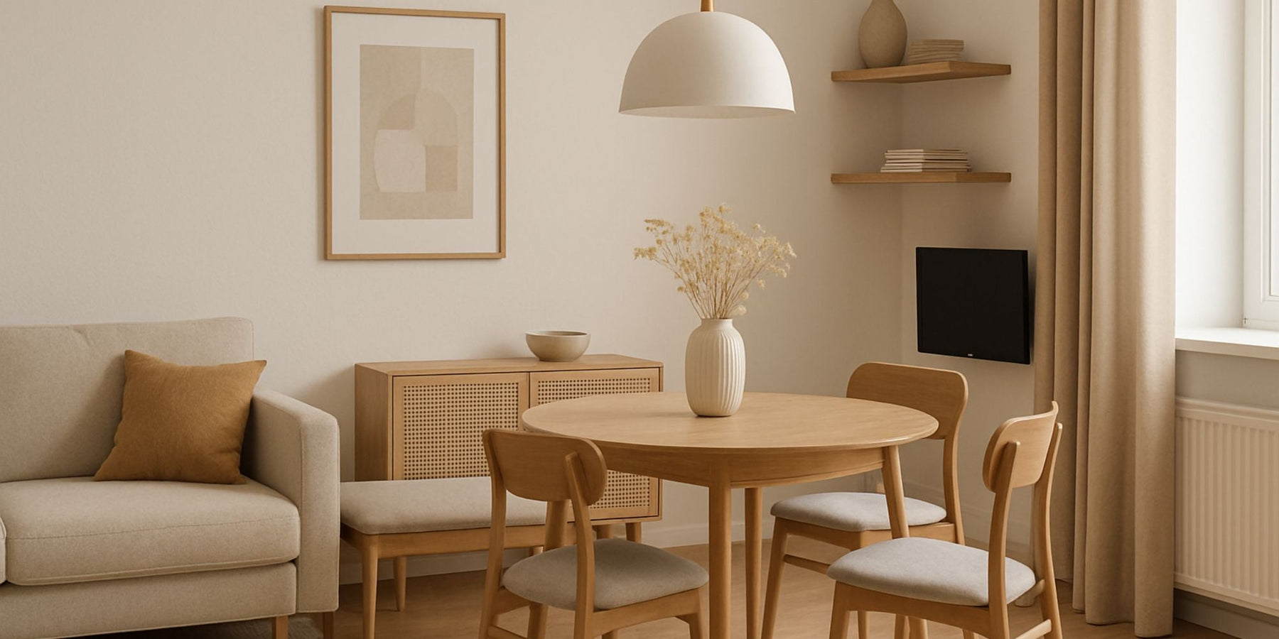 kleine woonkamer inrichten met eettafel