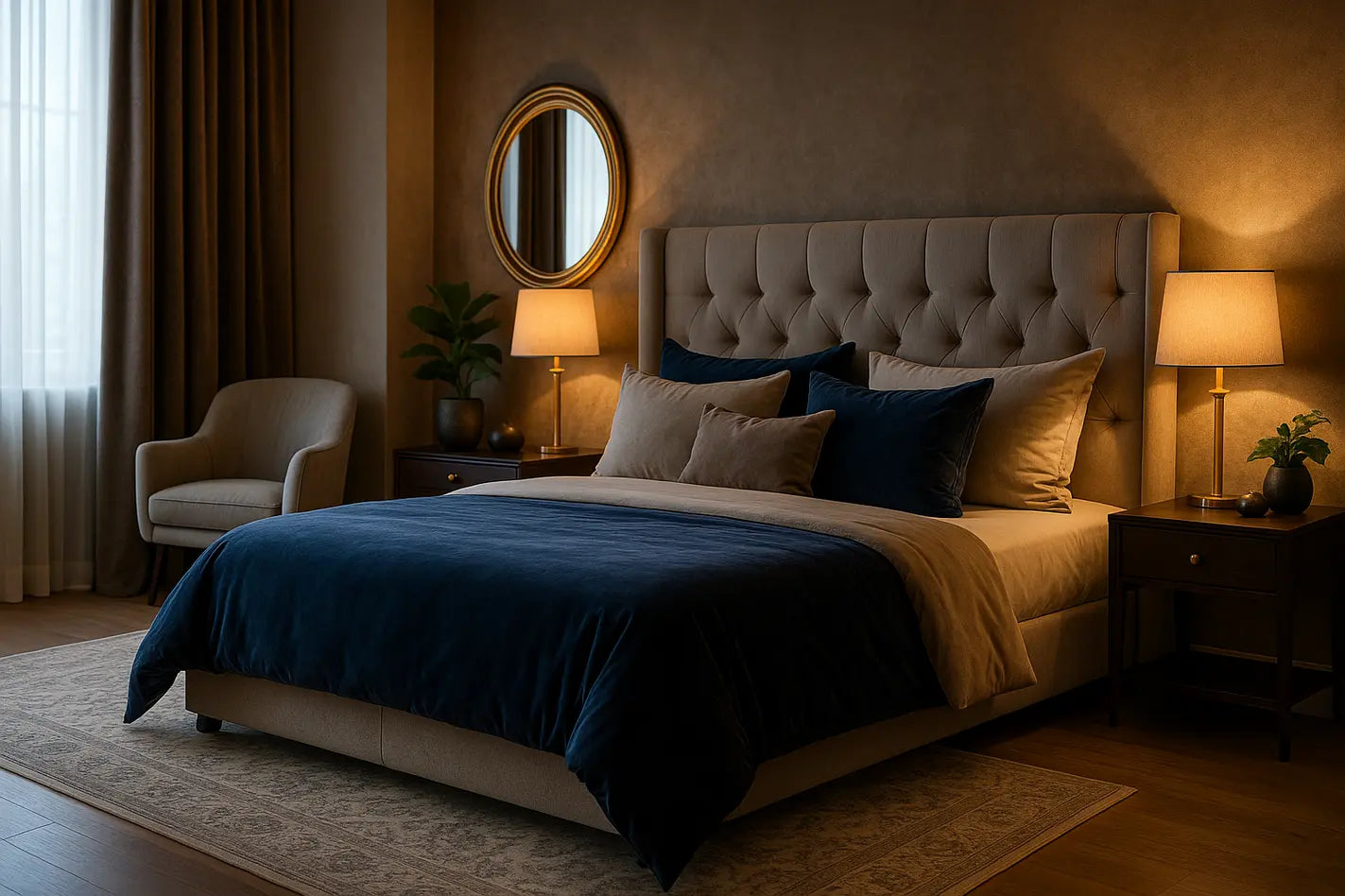 luxe ingerichte slaapkamer