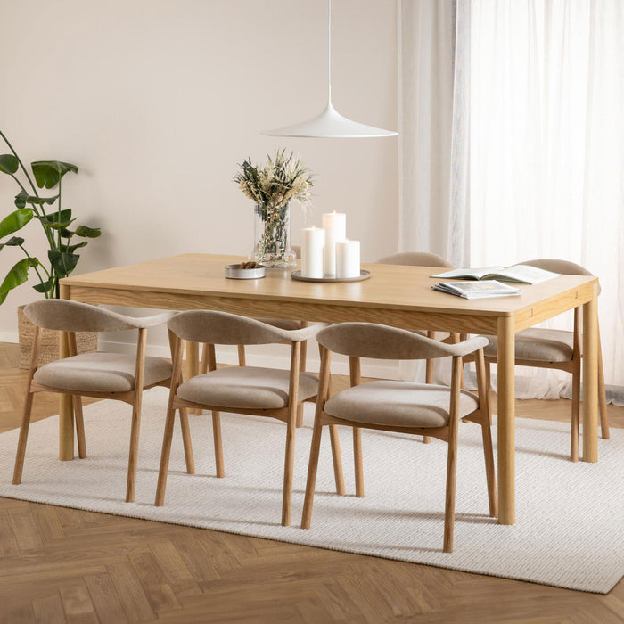 Bendt Uitschuifbare Eettafel Jerad Eiken, 200/250/300 x 100cm - Naturel - Japandi