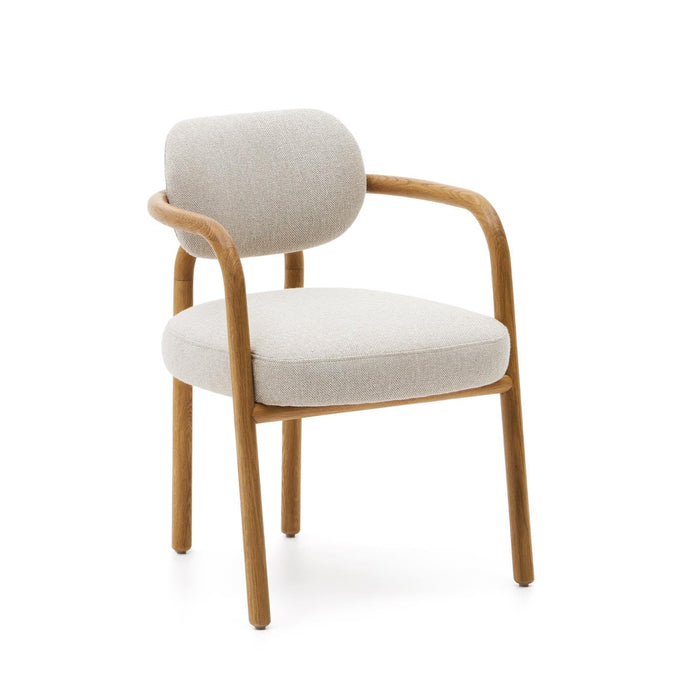 Kave Home Eetkamerstoel Melqui Eikenhout - Beige - Japandi
