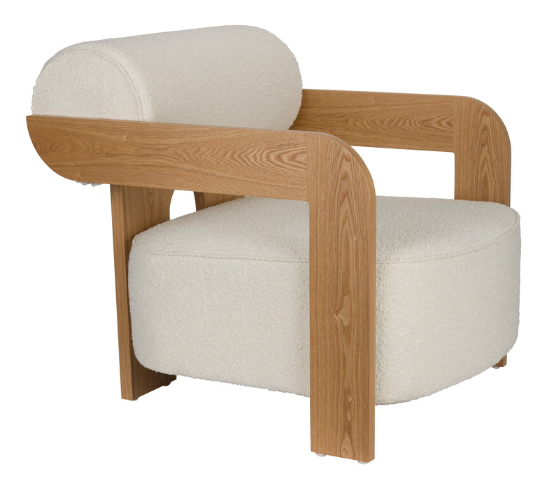 Zuiver Fauteuil Oolong Bouclé en eikenhout - Beige