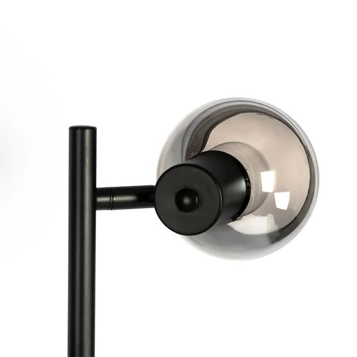 Art Deco vloerlamp zwart 3-lichts met smoke glas - Vidro - ThatLyfeStyle