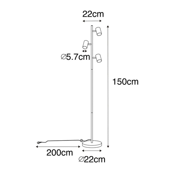 Moderne vloerlamp zwart 3-lichts - Jeana - ThatLyfeStyle