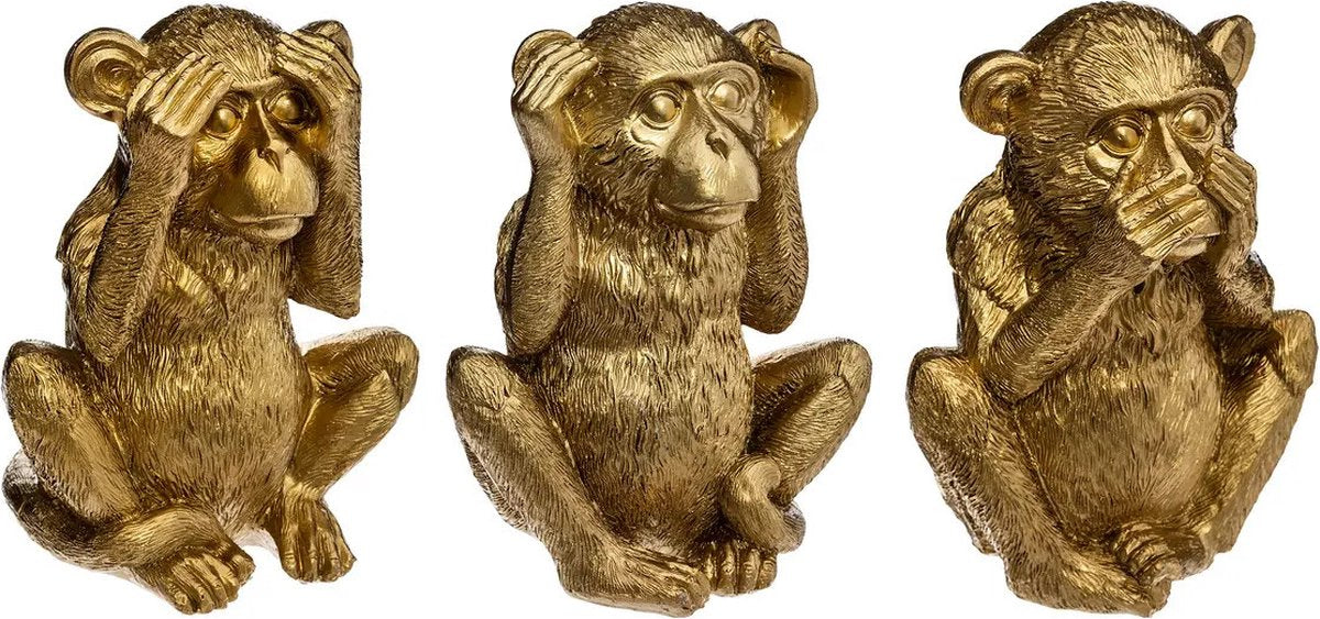 GOUDEN AAPJES HOREN ZIEN ZWIJGEN beeldjes - ThatLyfeStyle