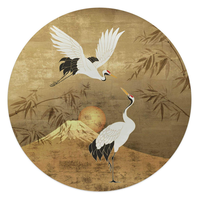 Reinders - Japanese Cranebirds - Glasschilderij Ø 50cm - ThatLyfeStyle