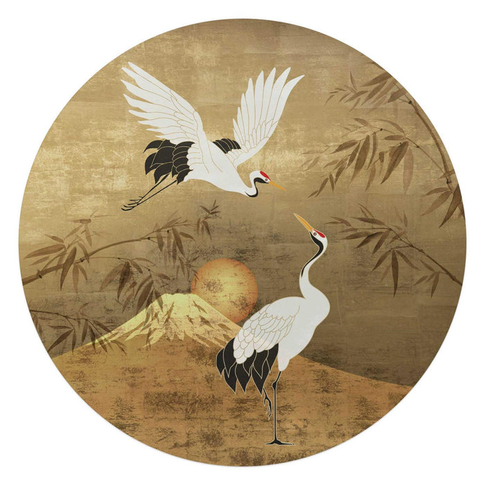 Reinders - Japanese Cranebirds - Glasschilderij Ø 70cm - ThatLyfeStyle
