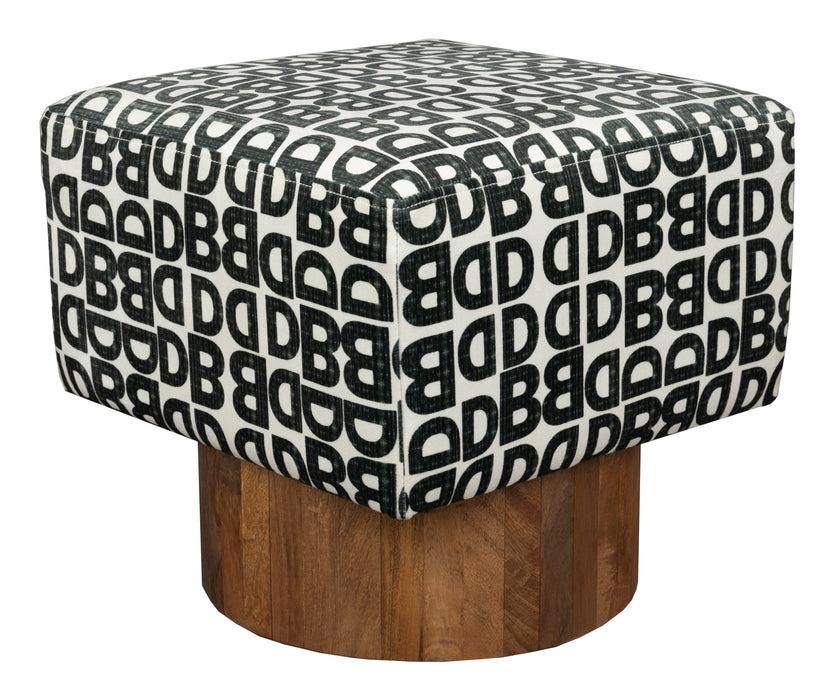 Dutchbone Kruk Monogram Mangohout en stof - Bruin