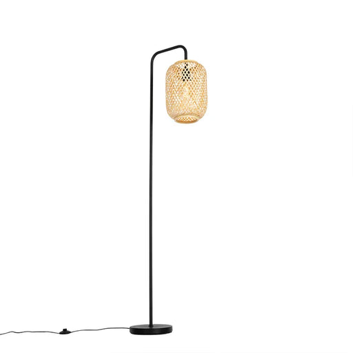 Oosterse vloerlamp zwart met bamboe - Yvonne - ThatLyfeStyle