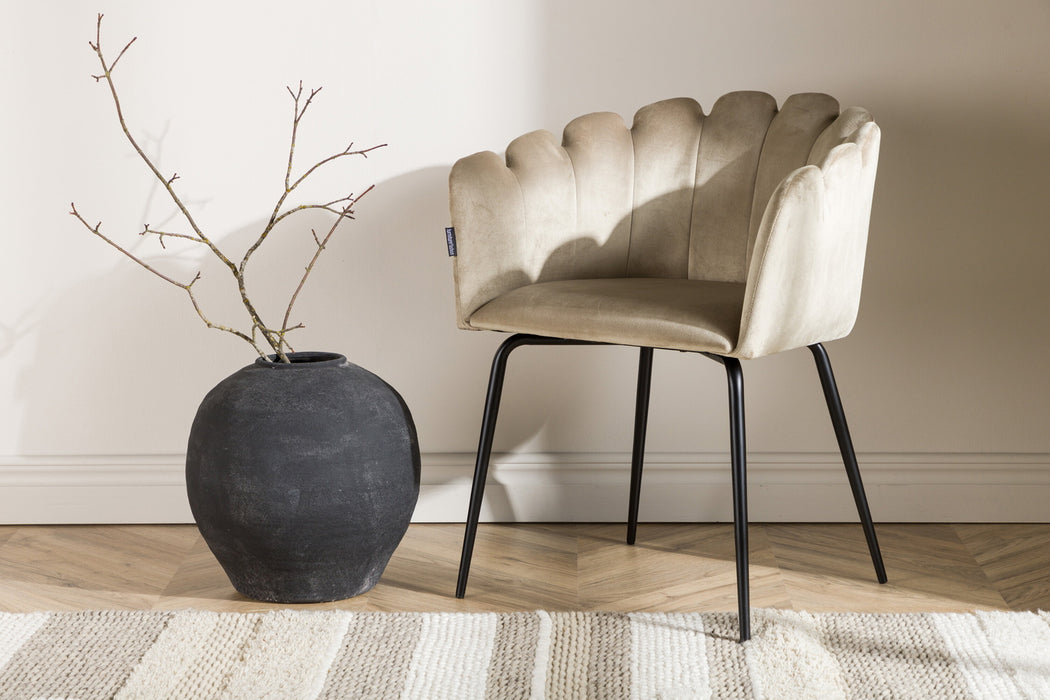 Fjôrd Eetkamerstoel Limhamn Zwart/Beige Velvet - ThatLyfeStyle