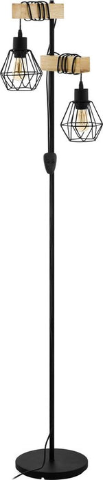 EGLO Townshend Vloerlamp - E27 - 166,5 cm - Zwart/Bruin - ThatLyfeStyle