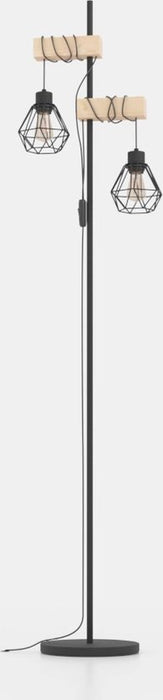 EGLO Townshend Vloerlamp - E27 - 166,5 cm - Zwart/Bruin - ThatLyfeStyle