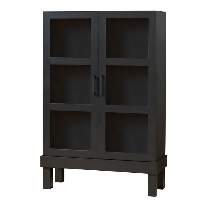 WOOOD Vitrinekast Bonk Grenen, 160 x 107cm - Mat Zwart