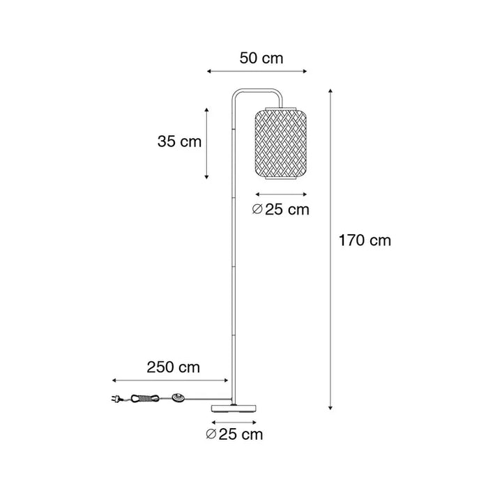 Oosterse vloerlamp zwart met bamboe - Yvonne - ThatLyfeStyle