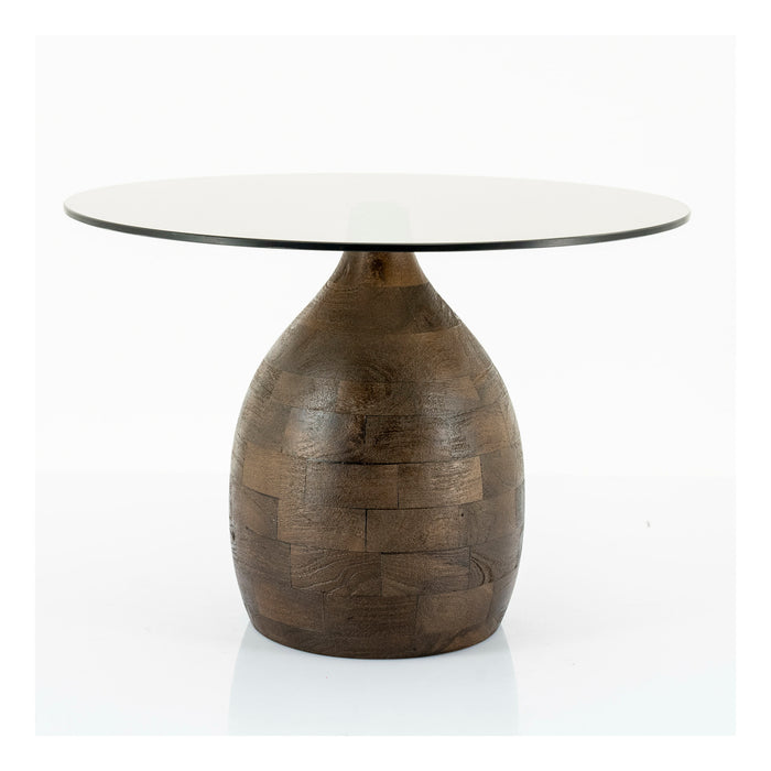 By-Boo Ronde Salontafel Bond Mangohout en glas, 60cm