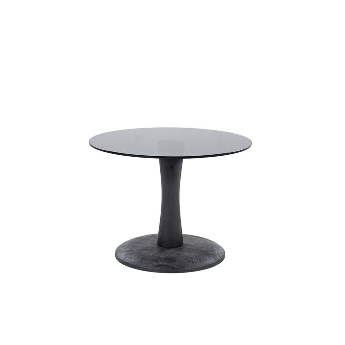 By-Boo Salontafel Boogie Mangohout en glas - Zwart - Rond