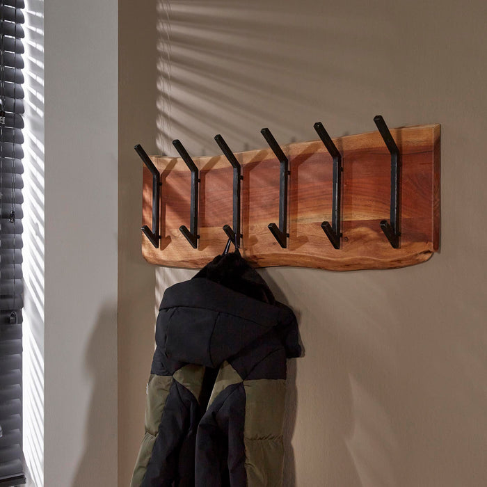 Kapstok Elliott Acacia, met 2 x 6 haken - Massief acacia naturel