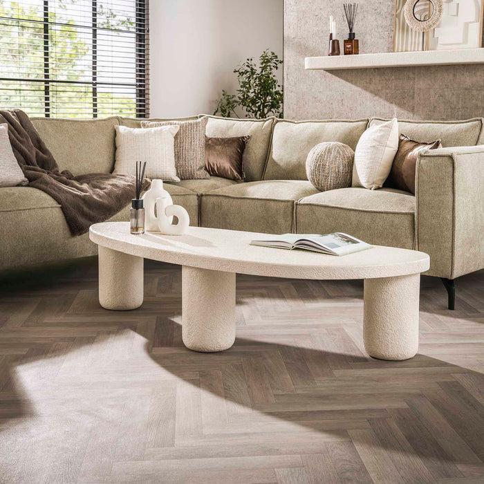 LifestyleFurn Organische Salontafel Karle Marmercomposiet, 157 x 61cm - Marmer composiet - Japandi