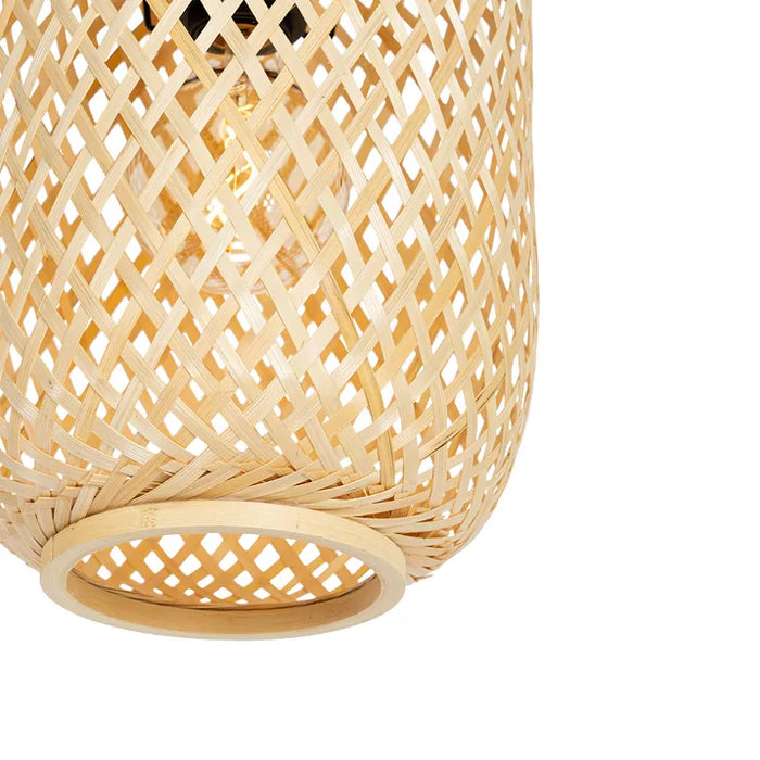 Oosterse vloerlamp zwart met bamboe - Yvonne - ThatLyfeStyle