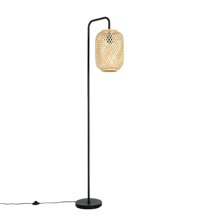 Oosterse vloerlamp zwart met bamboe - Yvonne - ThatLyfeStyle