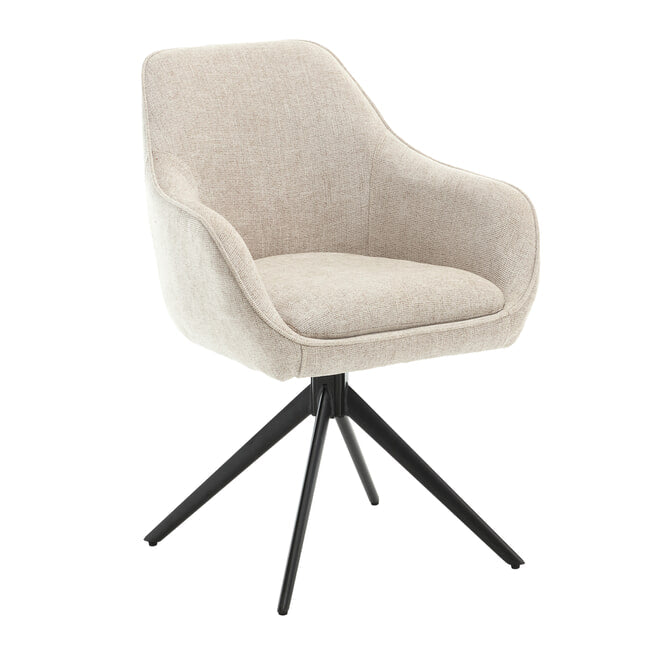 Livingfurn Draaibare Eetkamerstoel 'Thomas' Stof - ThatLyfeStyle