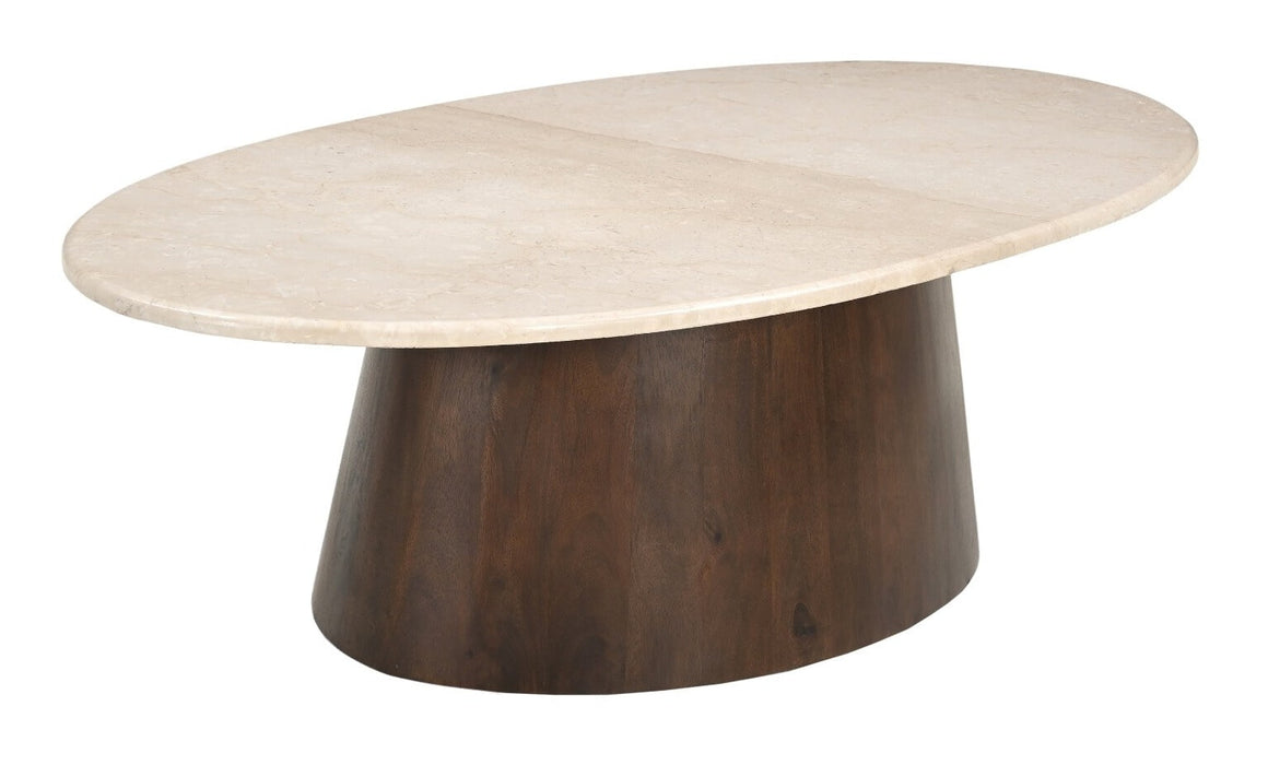 Brix Ovale Salontafel Brix Marmer en mangohout, 120 x 65cm - Beige