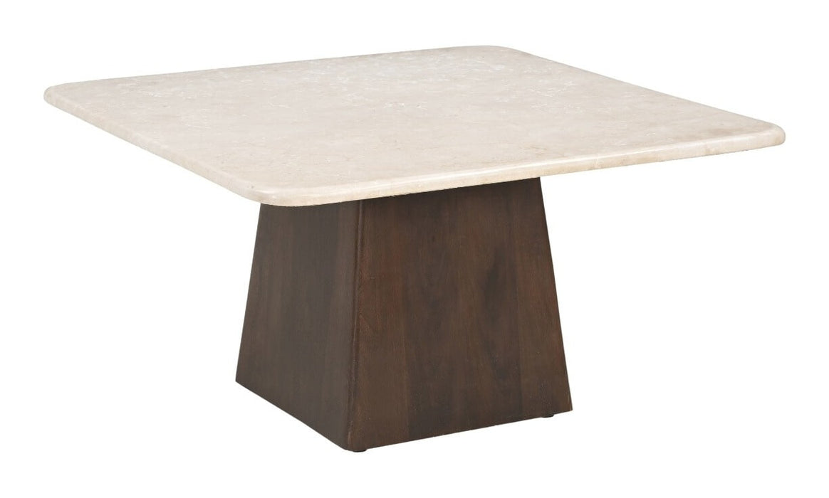 Brix Vierkante Salontafel Bottecino Marmer en mangohout, 75 x 75cm - Beige