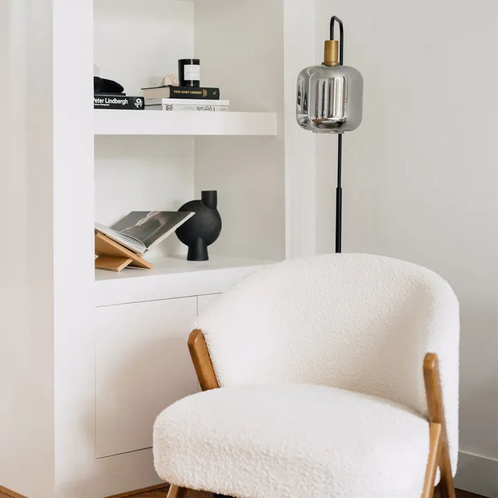 Design vloerlamp zwart met goud en smoke glas - Zuzanna - ThatLyfeStyle