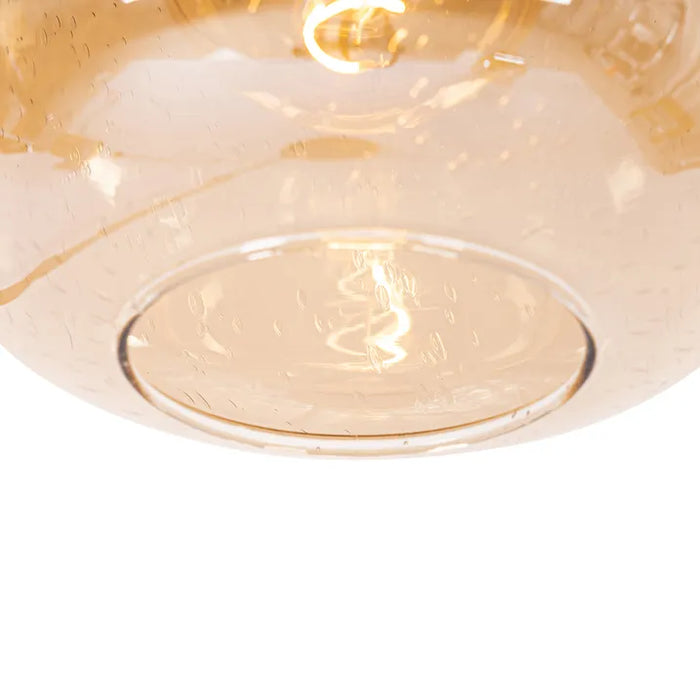 Design vloerlamp zwart met messing en amber glas - Zuzanna - ThatLyfeStyle