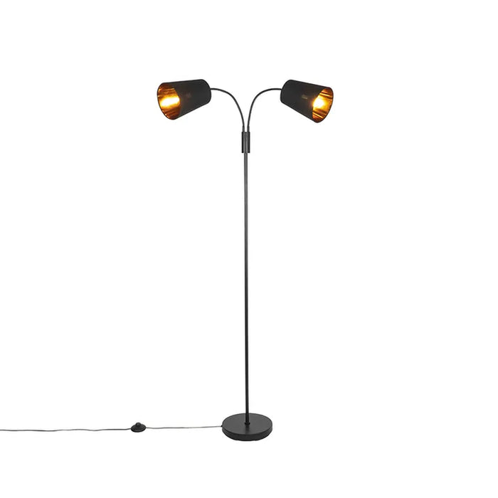 Moderne vloerlamp zwart 2-lichts - Carmen - ThatLyfeStyle
