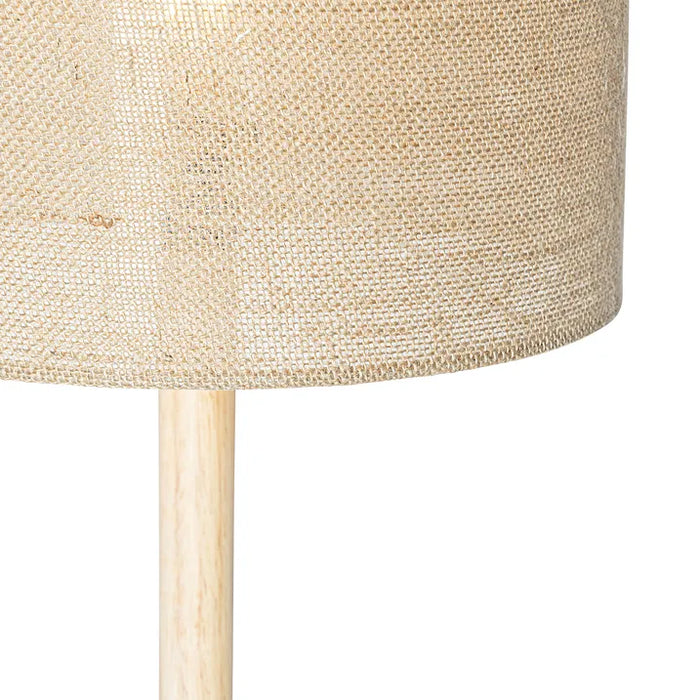 Landelijke vloerlamp hout met linnen kap naturel 32 cm - Mels - ThatLyfeStyle