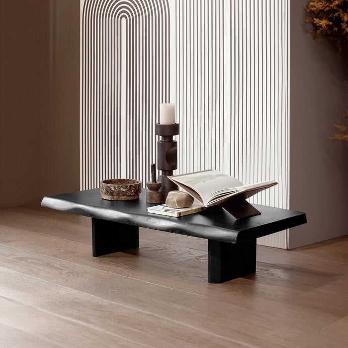WOOOD Exclusive Salontafel Cali Mangohout, 120 x 28cm - zwart - Japandi