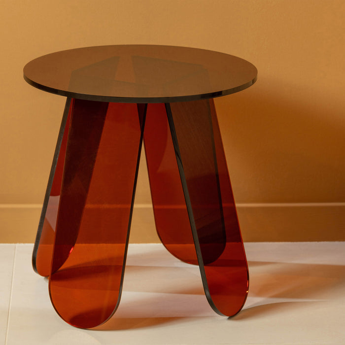 WOOOD Exclusive Ronde Bijzettafel Walt Acryl, 40cm - Warm Bruin