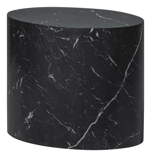 WOOOD Exclusive Bijzettafel Quint Marmerlook, 48 x 33cm - Zwart - Ovaal