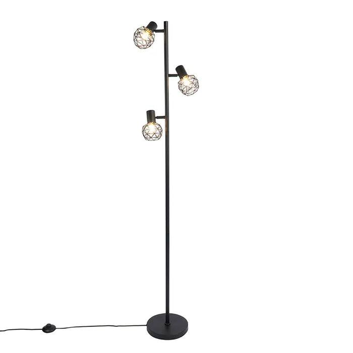 Design vloerlamp zwart 3-lichts verstelbaar - Mesh - ThatLyfeStyle