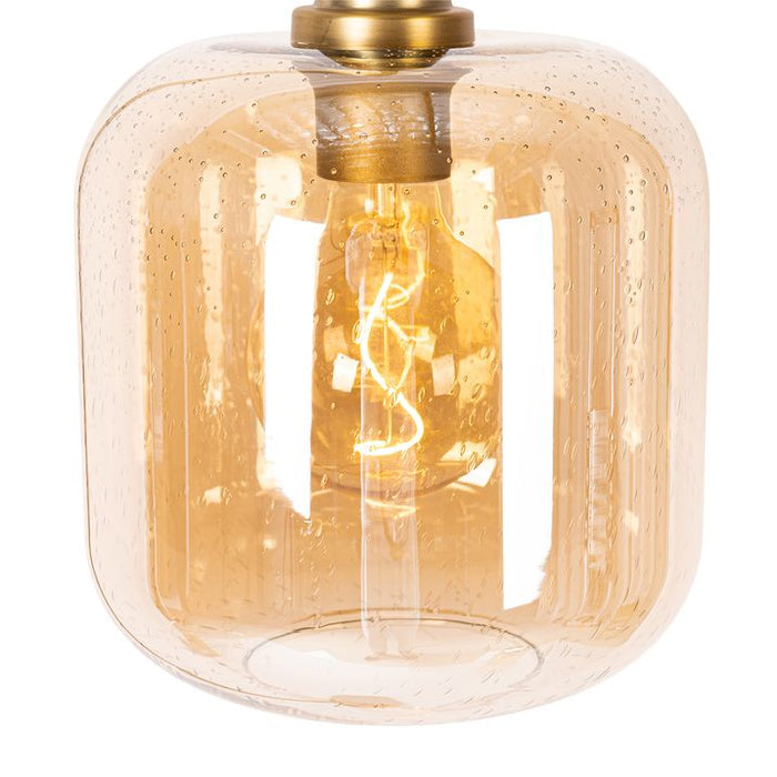 Design vloerlamp zwart met messing en amber glas - Zuzanna - ThatLyfeStyle