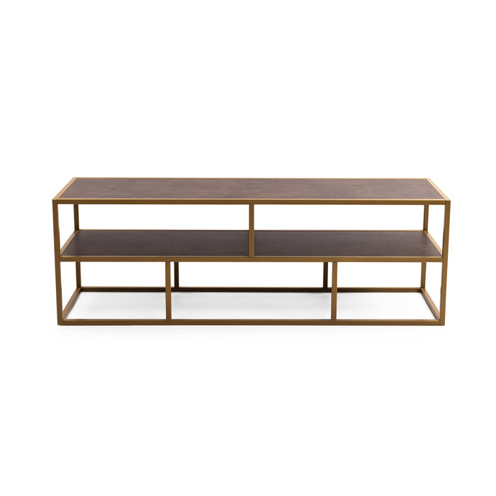 Stalux TV-meubel Luuk 150cm - goud / lederlook bruin