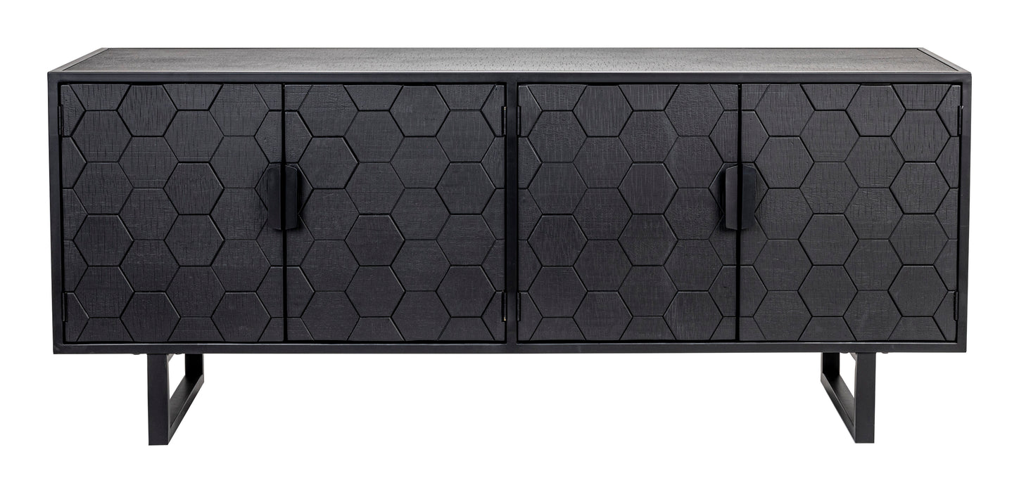 ZILT Dressoir Derrius Dennenhout, 140cm - zwart