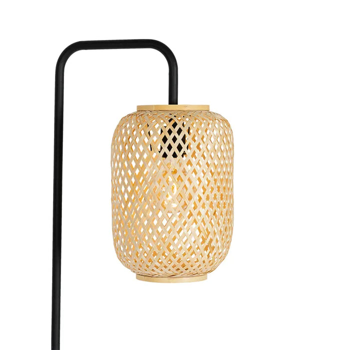 Oosterse vloerlamp zwart met bamboe - Yvonne - ThatLyfeStyle