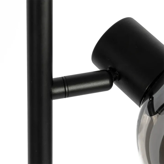 Art Deco vloerlamp zwart 3-lichts met smoke glas - Vidro - ThatLyfeStyle
