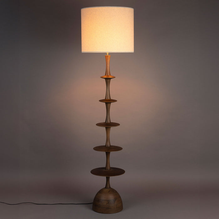 Dutchbone Vloerlamp Cath Mangohout en linnen, 180cm - Bruin