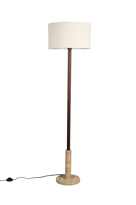 Dutchbone Vloerlamp Jackson Travertin en hout, 157cm hoog - Bruin