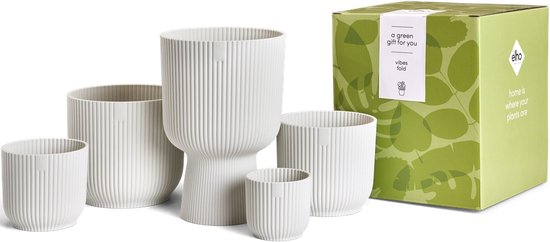 Elho Vibes Fold Rond - Bloempotten - Set van 5 - Zijdewit - ThatLyfeStyle