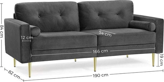 MIRA Home - 3 persoons zitbank - Grijs 190 x 82 x 84 - ThatLyfeStyle